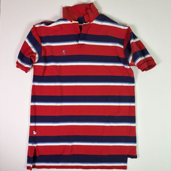 Vintage Polo Ralph Lauren Men's L Red Navy Stripe Preppy Polo Shirt Made in USA - Picture 8 of 10